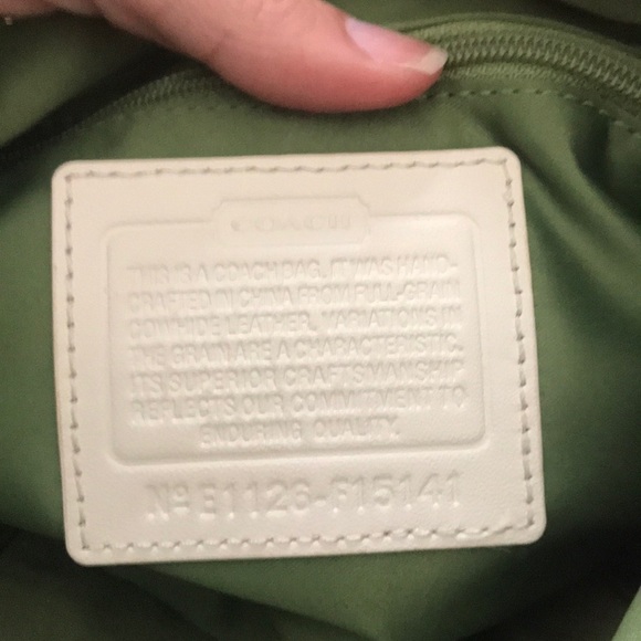 Coach Purse Ivory 10” Across 6” Deep Lime Green - Picture 6 of 8